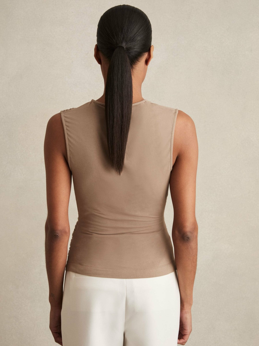 Stretch-Modal Ruched Vest in Mocha Brown | Reiss Women Trending
