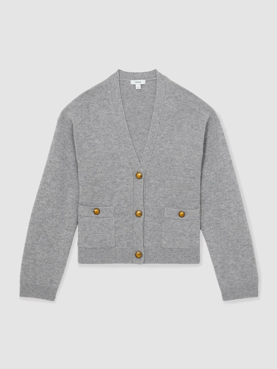 Wool-Cashmere Button Cardigan in Silver Grey | Reiss Women Trending