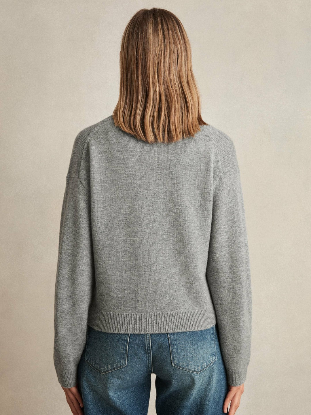 Wool-Cashmere Button Cardigan in Silver Grey | Reiss Women Trending