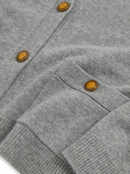 Wool-Cashmere Button Cardigan in Silver Grey | Reiss Women Trending