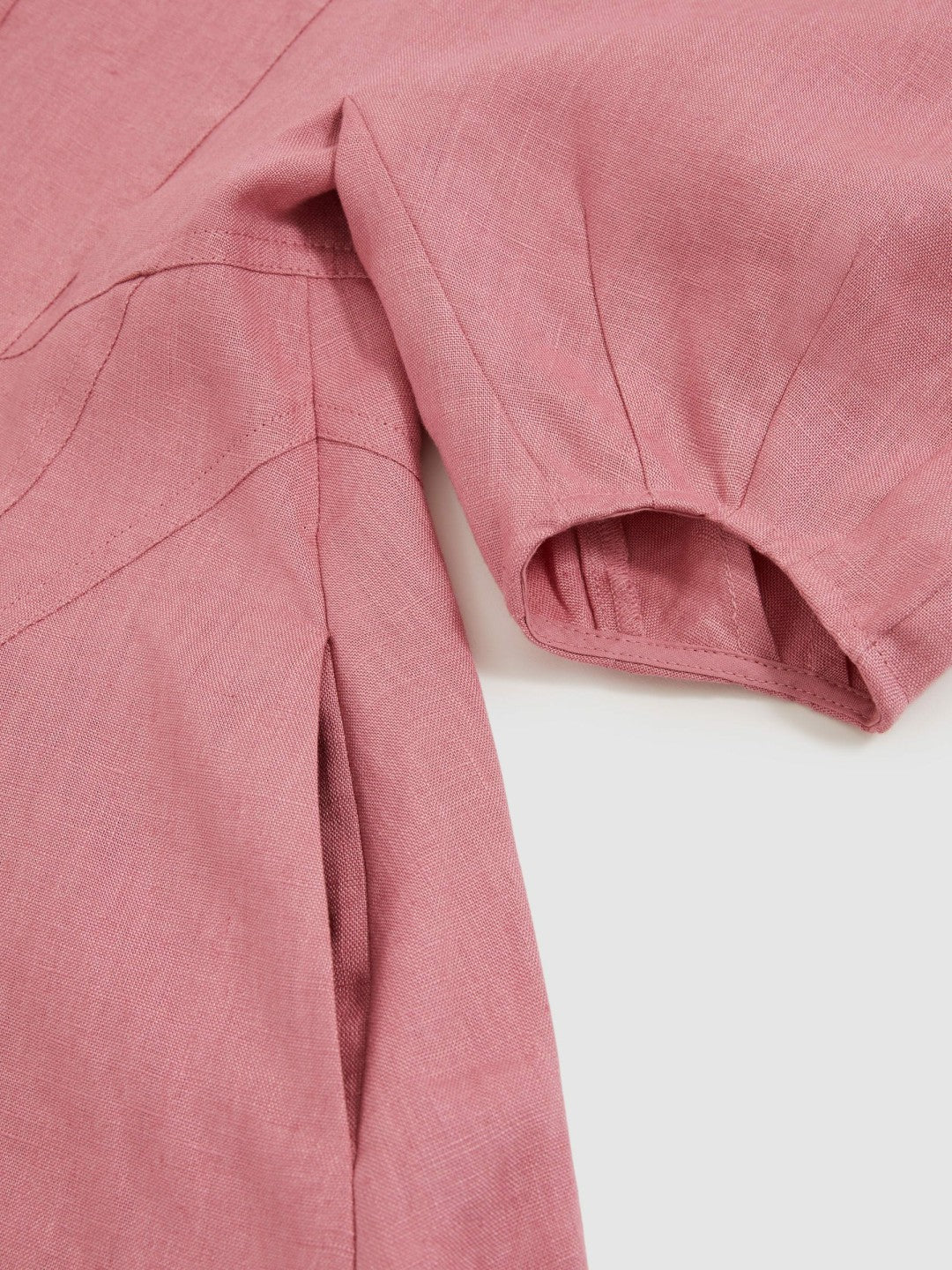 9-13 yrs Linen Balloon-Sleeve Dress in Pink | Reiss Children & Baby Featured