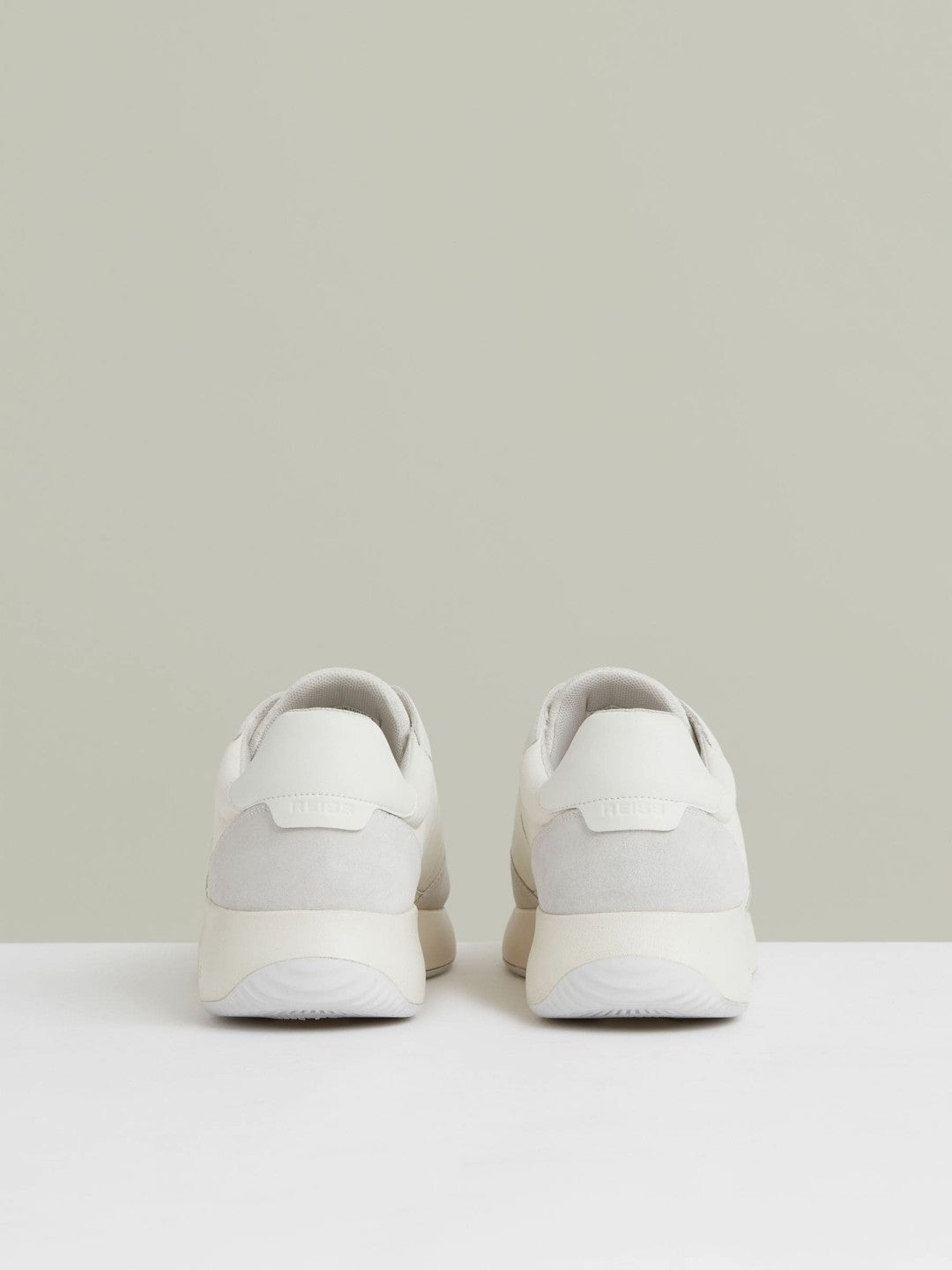 Bonded-Leather Suede Running Trainers in White | Reiss Men Trending