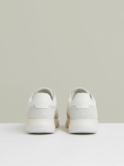 Bonded-Leather Suede Running Trainers in White | Reiss Men Trending