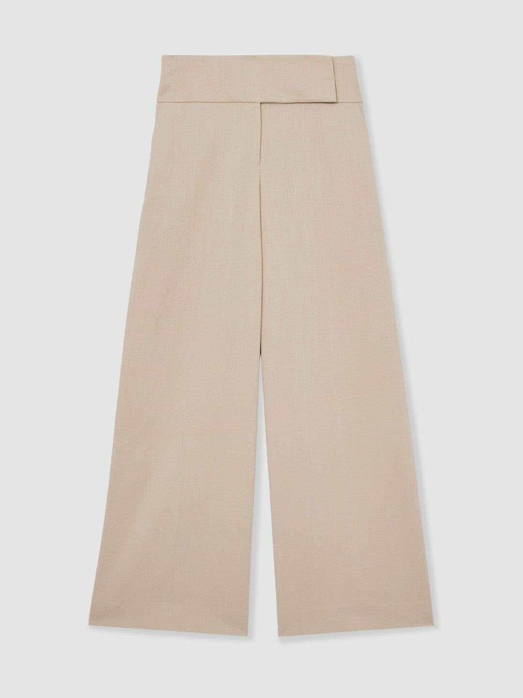 Petite Lyocell-Linen Wide-Leg Trousers in Neutral | Reiss Women New