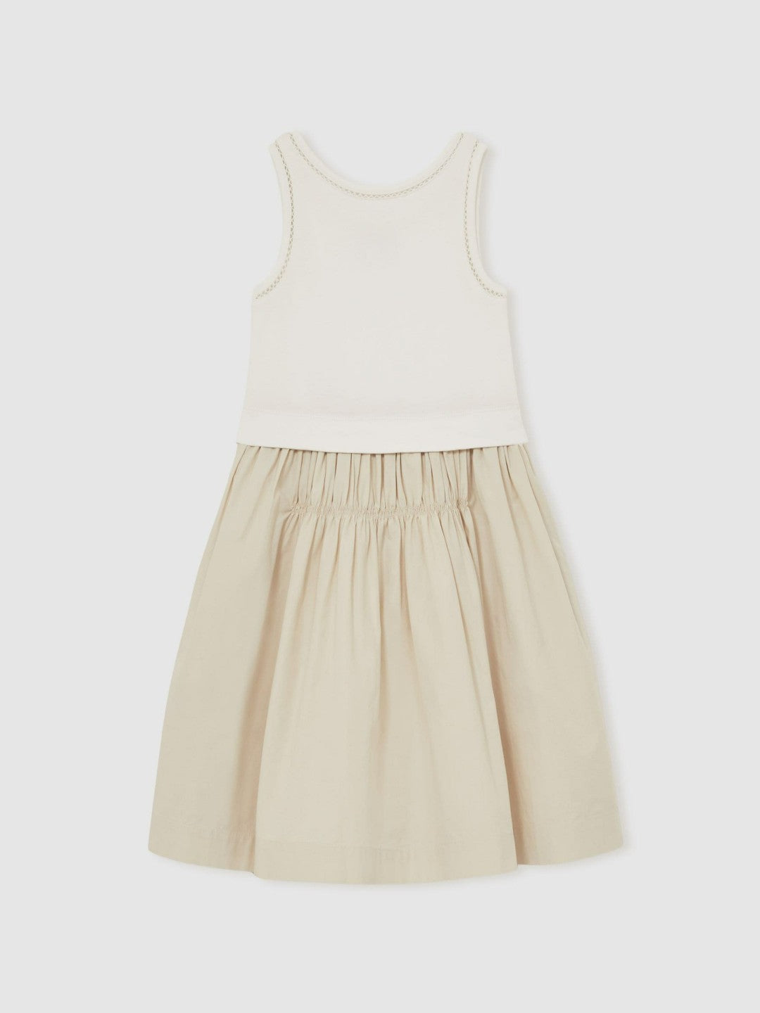 3-9 yrs Cotton Layered Sleeveless Midi Dress in Neutral | Reiss Children & Baby Best Seller