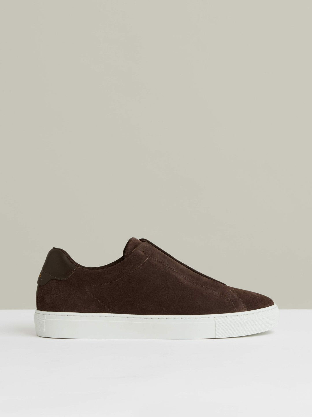 Suede Slip-On Elasticated Trainers in Chocolate Brown | Reiss Men Premium