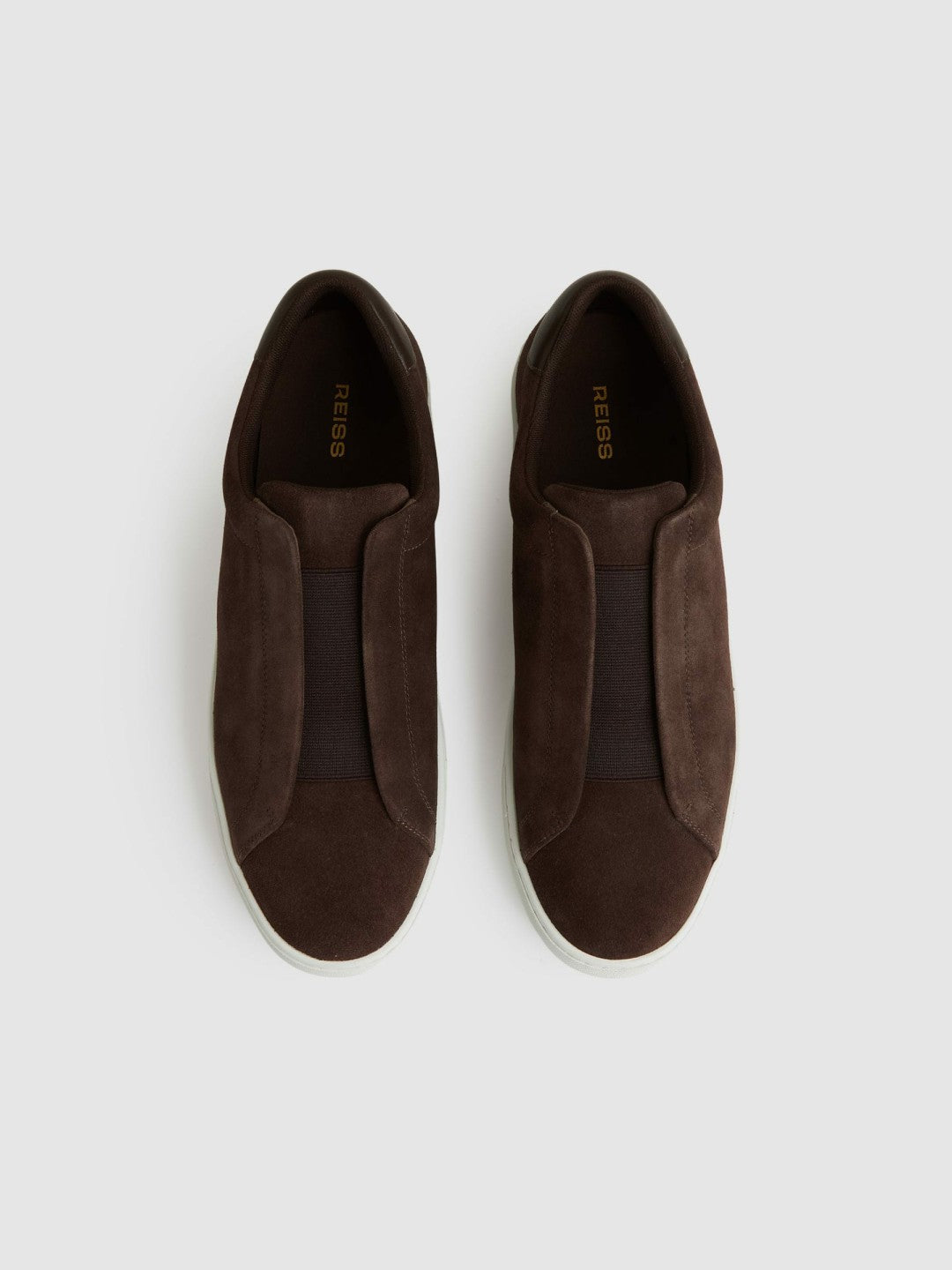Suede Slip-On Elasticated Trainers in Chocolate Brown | Reiss Men Premium