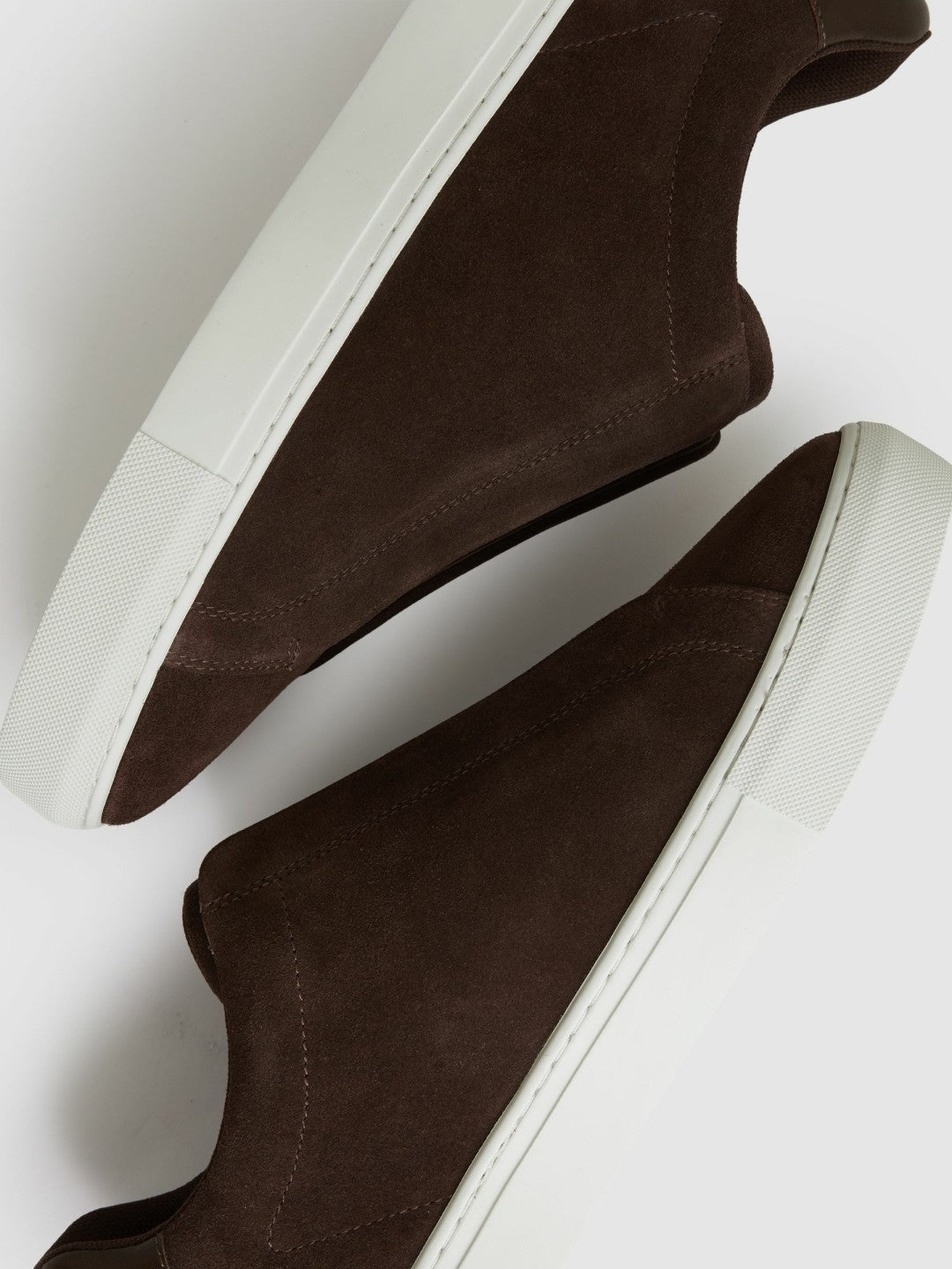 Suede Slip-On Elasticated Trainers in Chocolate Brown | Reiss Men Premium