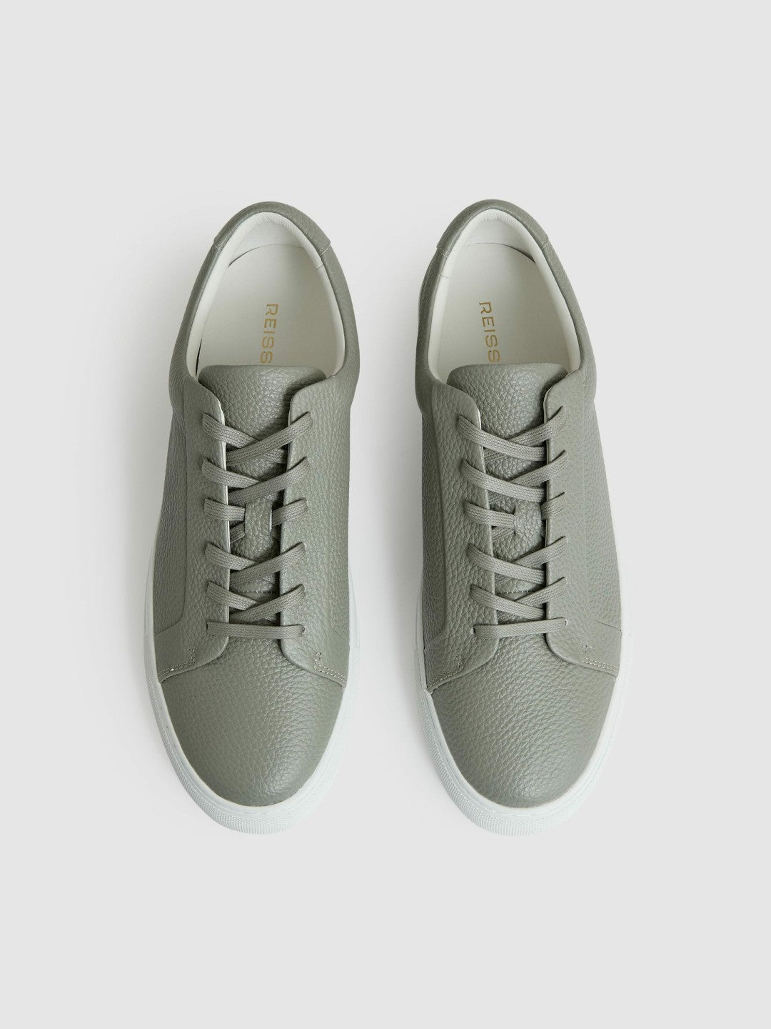 Tumbled-Leather Low-Top Trainers in Mint Green | Reiss Men Recommended