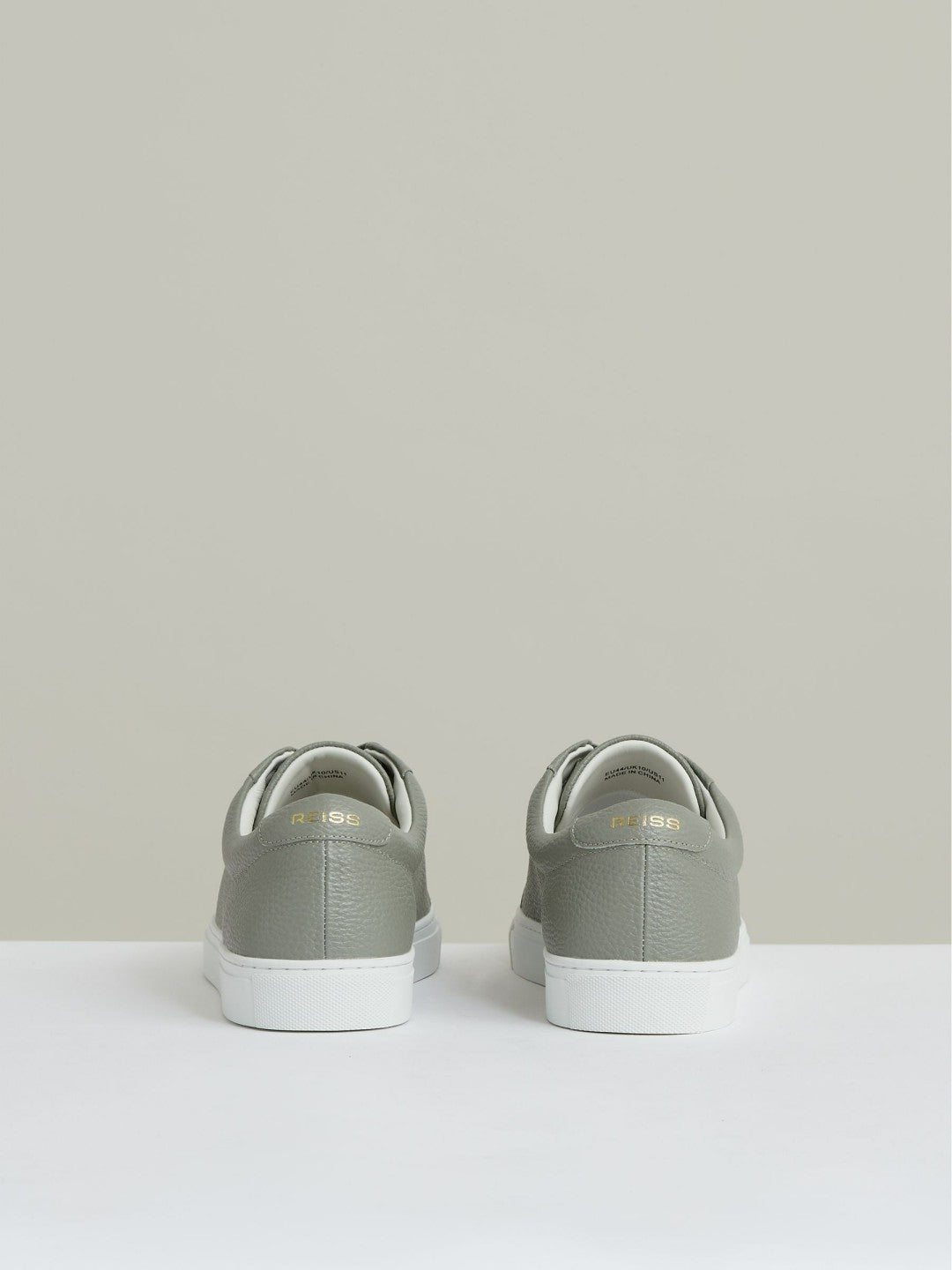 Tumbled-Leather Low-Top Trainers in Mint Green | Reiss Men Recommended