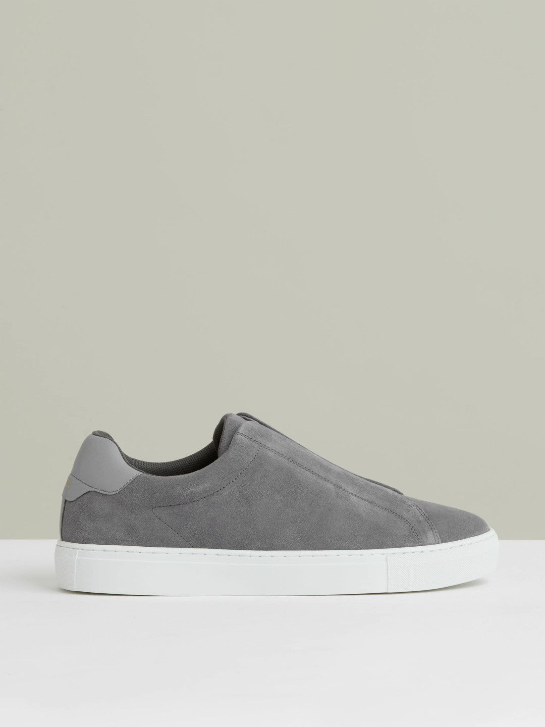 Suede Slip-On Elasticated Trainers in Grey | Reiss Men Premium