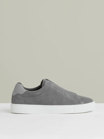 Suede Slip-On Elasticated Trainers in Grey | Reiss Men Premium