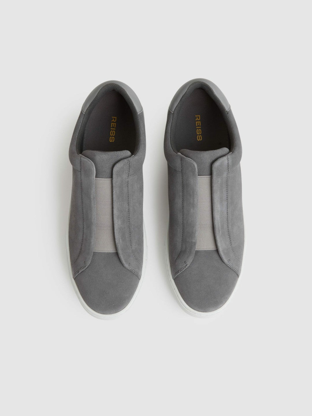 Suede Slip-On Elasticated Trainers in Grey | Reiss Men Premium