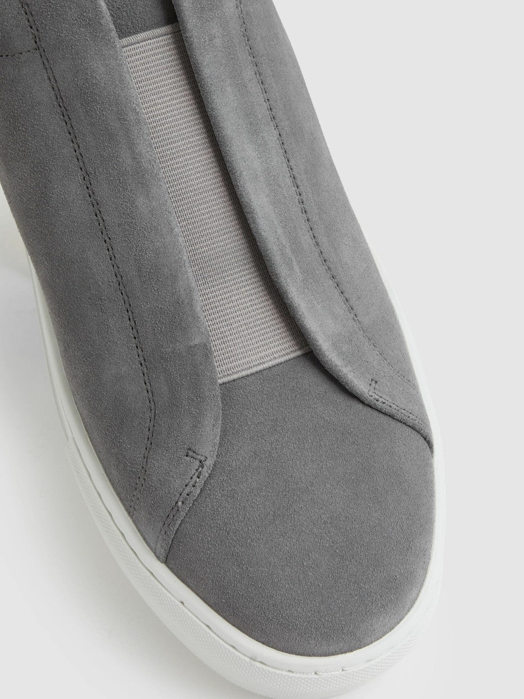 Suede Slip-On Elasticated Trainers in Grey | Reiss Men Premium