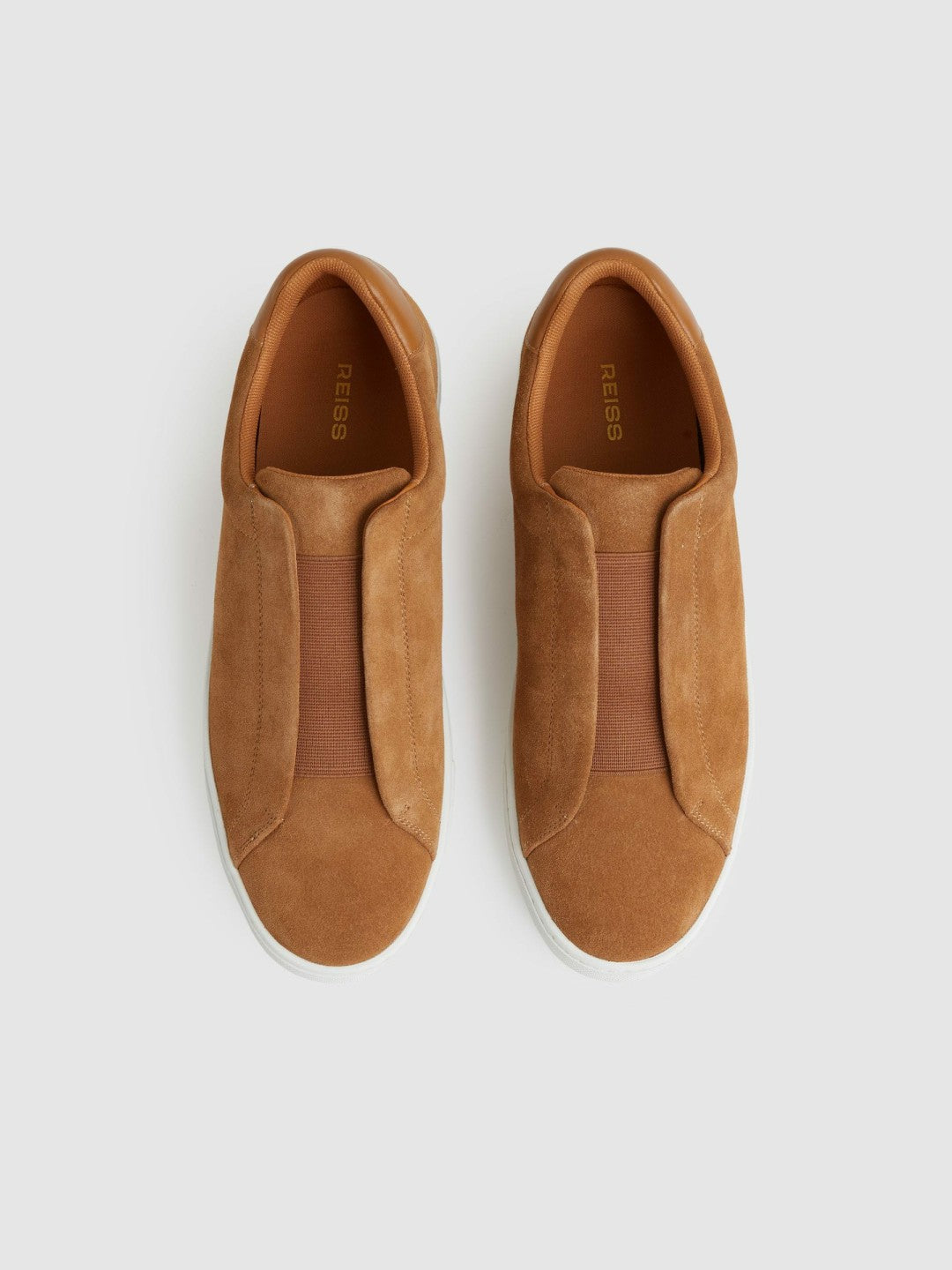 Suede Slip-On Elasticated Trainers in Tan Brown | Reiss Men Signature