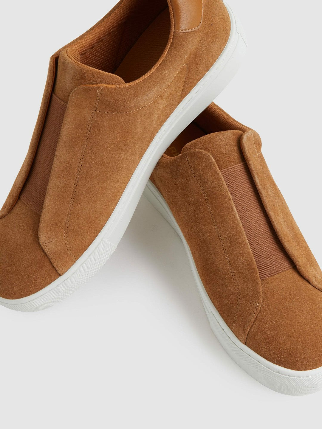 Suede Slip-On Elasticated Trainers in Tan Brown | Reiss Men Signature