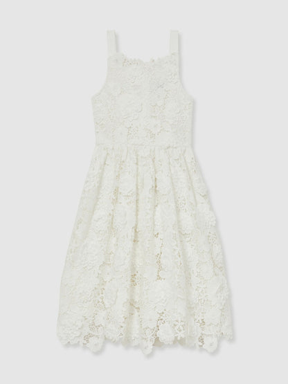 4-9 yrs Guipure-Lace Midi Dress in Ivory | Reiss Children & Baby Trending