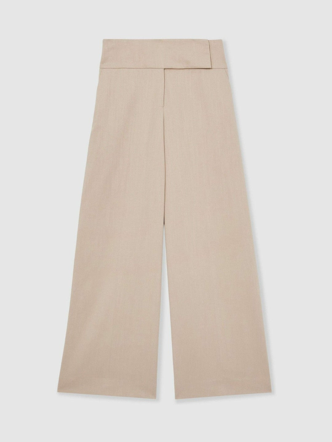 Lyocell-Linen Wide-Leg Trousers in Neutral | Reiss Women New