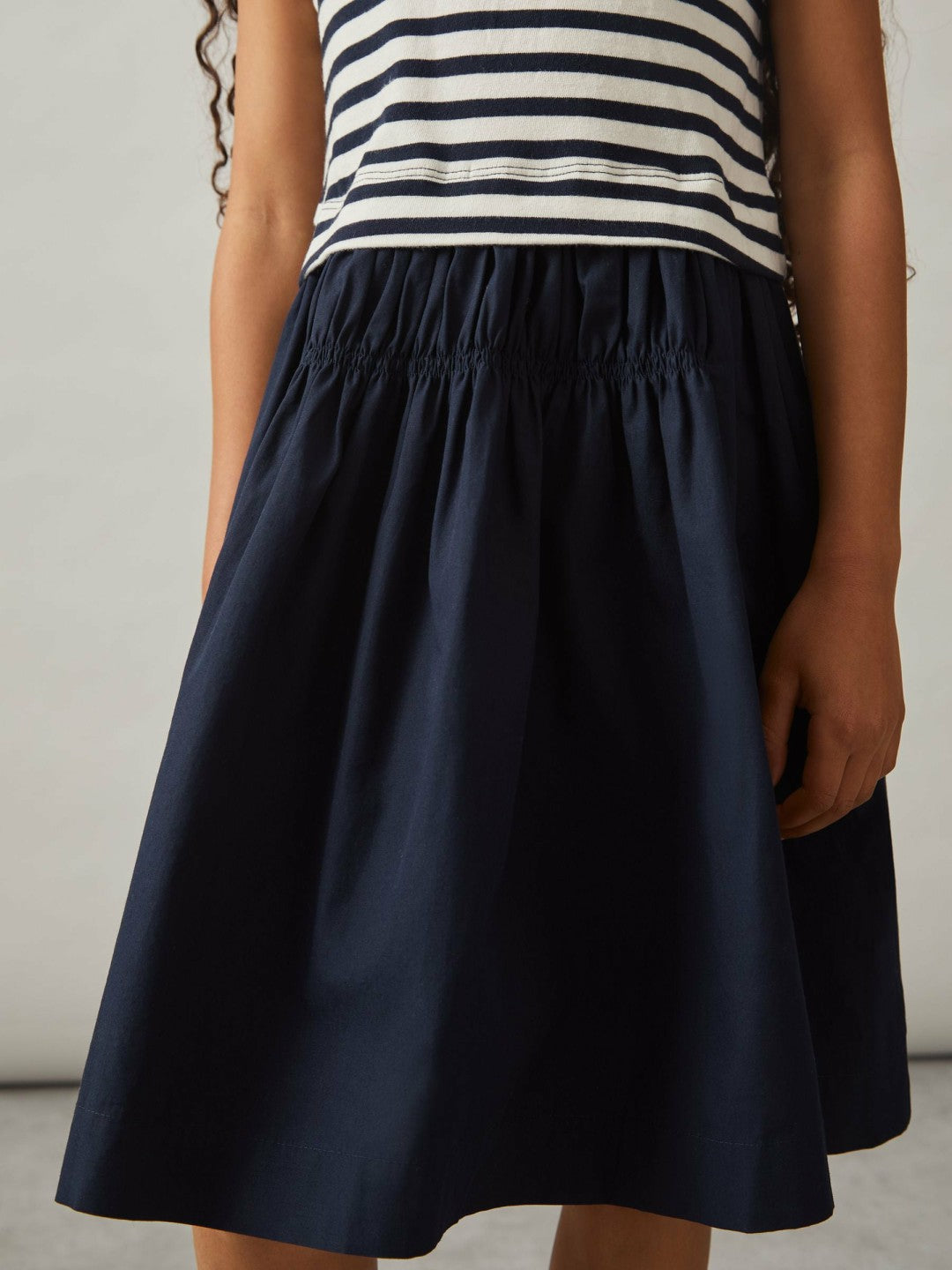 9-13 yrs Cotton Layered Sleeveless Midi Dress in Navy | Reiss Children & Baby Premium