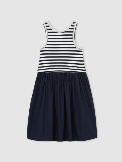 13-14 yrs Cotton Layered Sleeveless Midi Dress in Navy | Reiss Children & Baby Best Seller
