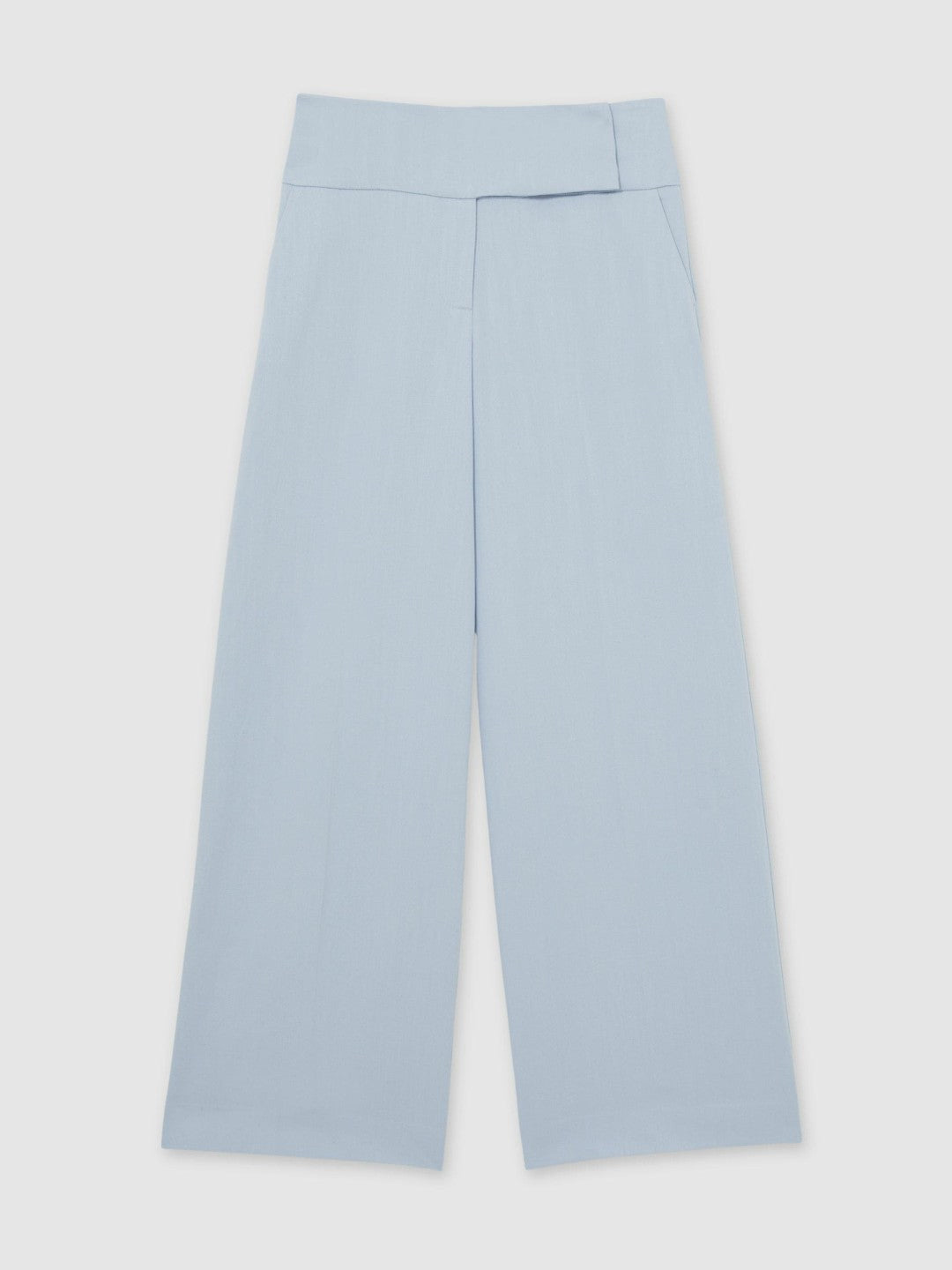 Lyocell-Linen Wide-Leg Trousers in Blue | Reiss Women Signature