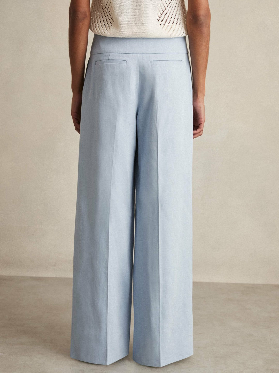 Lyocell-Linen Wide-Leg Trousers in Blue | Reiss Women Signature