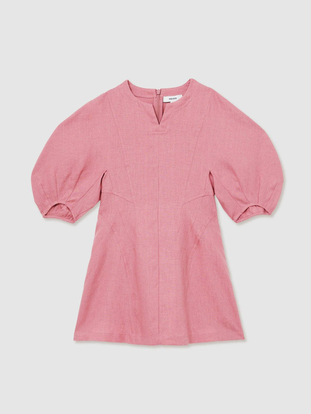 4-9 yrs Linen Balloon-Sleeve Dress in Pink | Reiss Children & Baby Best Seller