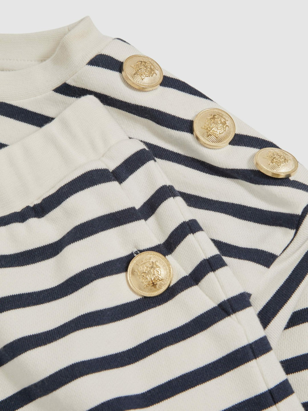 9-13 yrs Stripe Sweatshirt and Shorts Set Cotton-Blend in Navy/Ivory | Reiss Children & Baby Signature