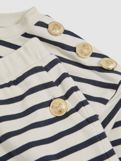 9-13 yrs Stripe Sweatshirt and Shorts Set Cotton-Blend in Navy/Ivory | Reiss Children & Baby Signature