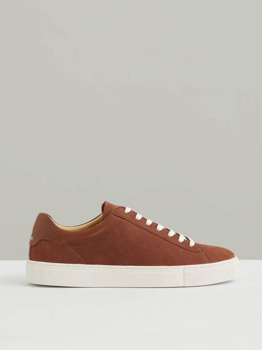 Nubuck Leather Low-Top Trainers in Brickwood Red | Reiss Men New