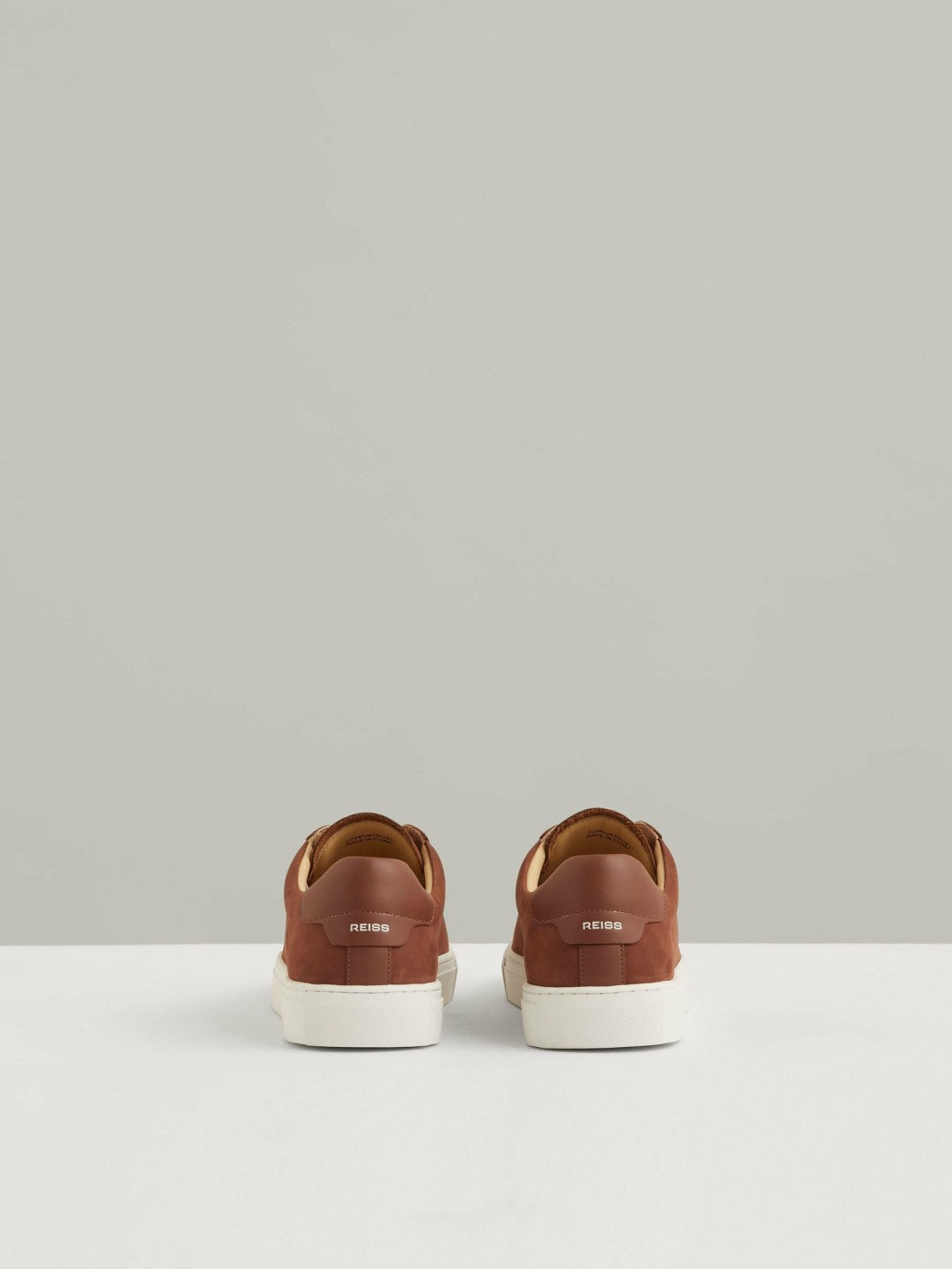 Nubuck Leather Low-Top Trainers in Brickwood Red | Reiss Men New