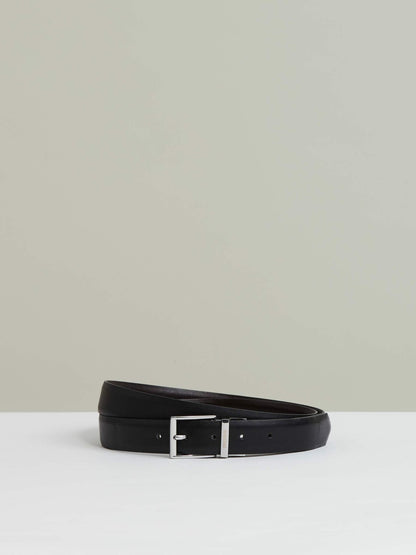 Reversible Leather Belt with Interchangeable Buckle in Black/Brown | Reiss Men Trending