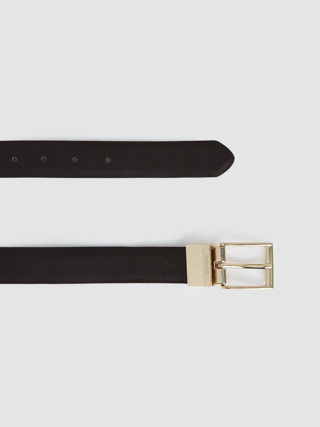 Reversible Leather Belt with Interchangeable Buckle in Black/Brown | Reiss Men Trending
