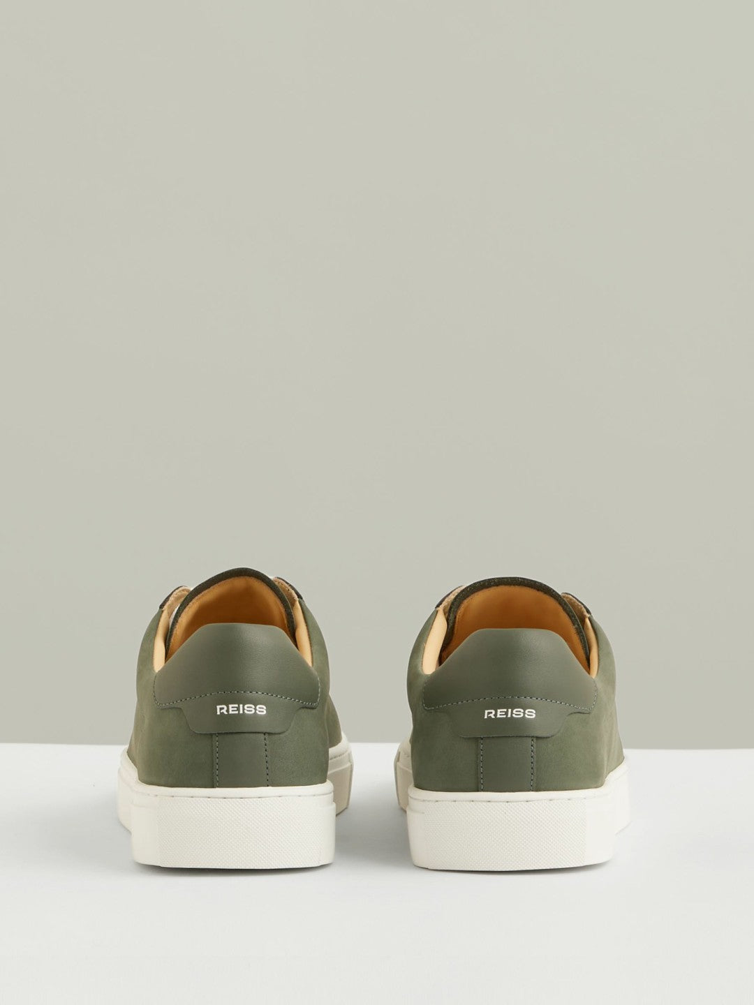 Nubuck Leather Low-Top Trainers in Thyme Green | Reiss Men New