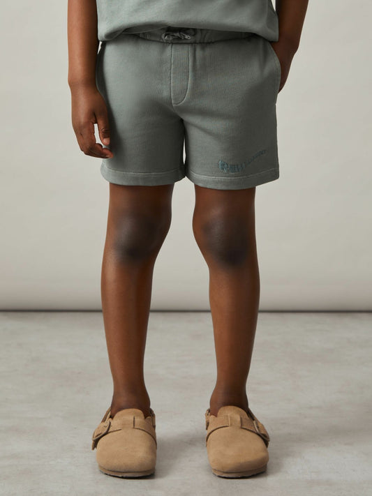 9-13 yrs Cotton Brand-Embroidered Shorts in Washed Sage | Reiss Children & Baby Popular