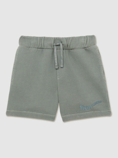 9-13 yrs Cotton Brand-Embroidered Shorts in Washed Sage | Reiss Children & Baby Popular