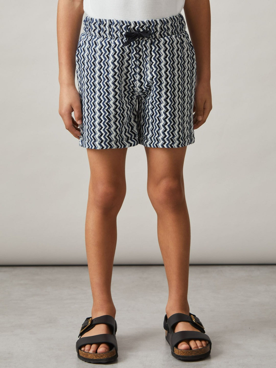 9-13 yrs Zig-Zag Knit Drawstring Shorts in Blue | Reiss Children & Baby New