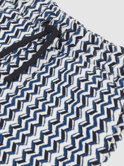 9-13 yrs Zig-Zag Knit Drawstring Shorts in Blue | Reiss Children & Baby New