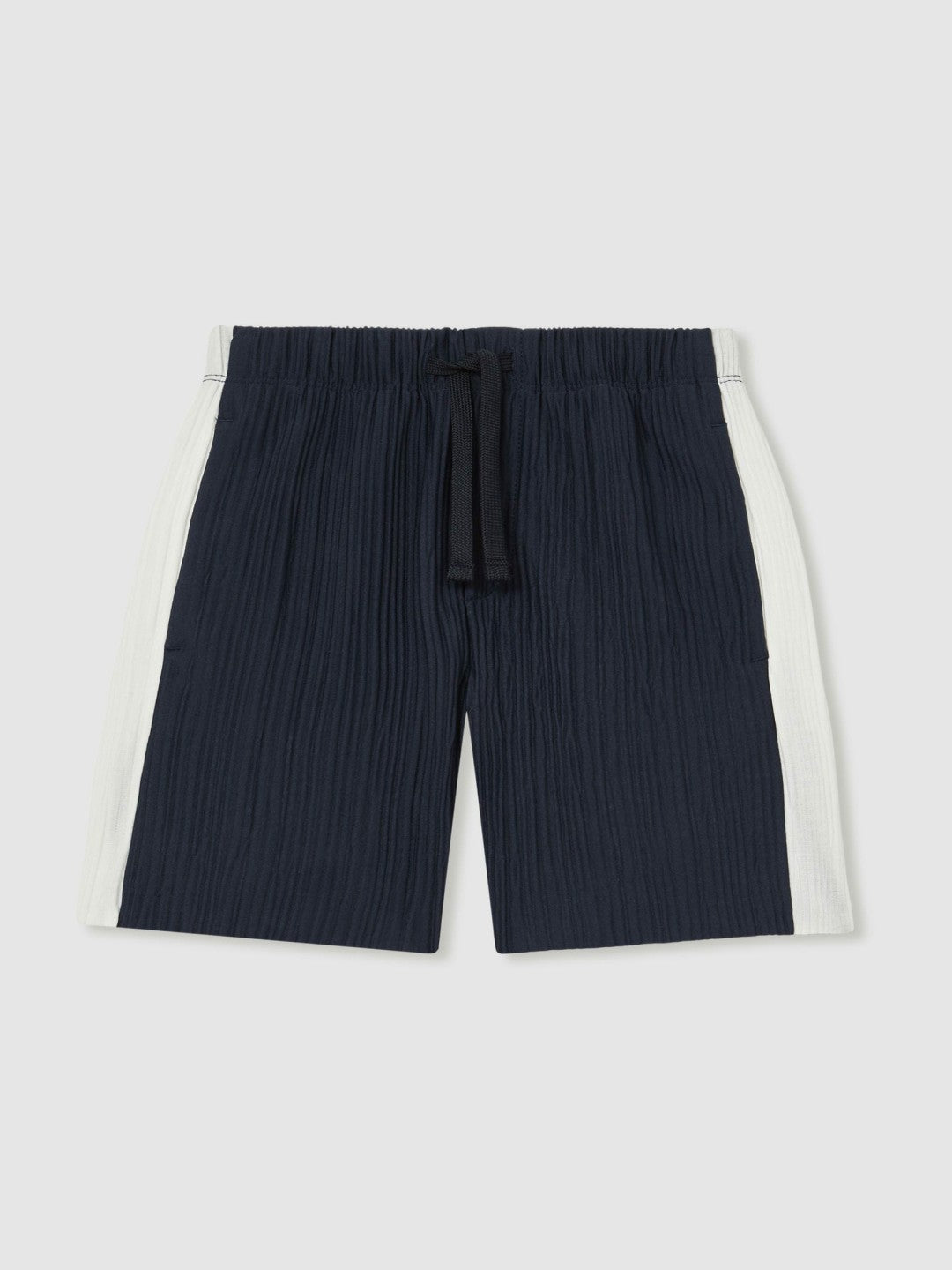9-13 yrs Plissé Colour-Block Shorts in Navy/White | Reiss Children & Baby Exclusive