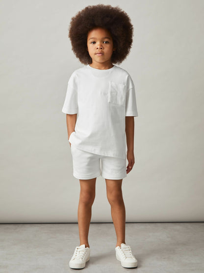 3-9 yrs Cotton Palm-Embroidery Oversize T-Shirt in Off White | Reiss Children & Baby Recommended