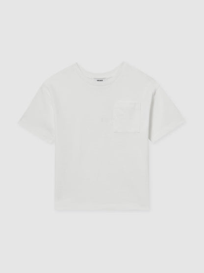 13-14 yrs Cotton Palm-Embroidery Oversize T-Shirt in Off White | Reiss Children & Baby New