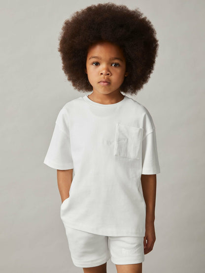 13-14 yrs Cotton Palm-Embroidery Oversize T-Shirt in Off White | Reiss Children & Baby New