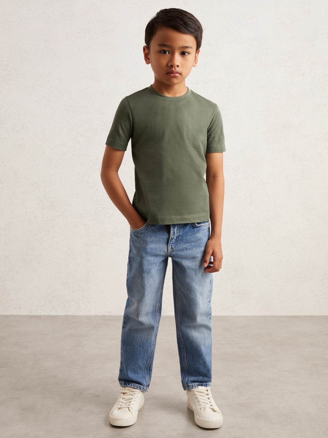 3-9 yrs Crew Neck T-Shirt in Dark Sage | Reiss Children & Baby Trending