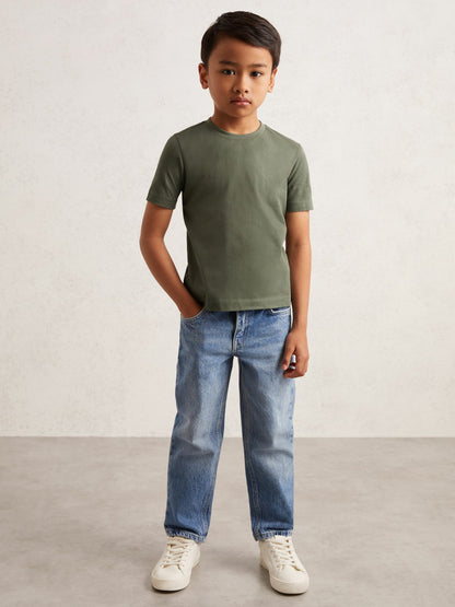3-9 yrs Crew Neck T-Shirt in Dark Sage | Reiss Children & Baby Trending