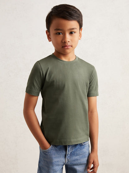3-9 yrs Crew Neck T-Shirt in Dark Sage | Reiss Children & Baby Trending