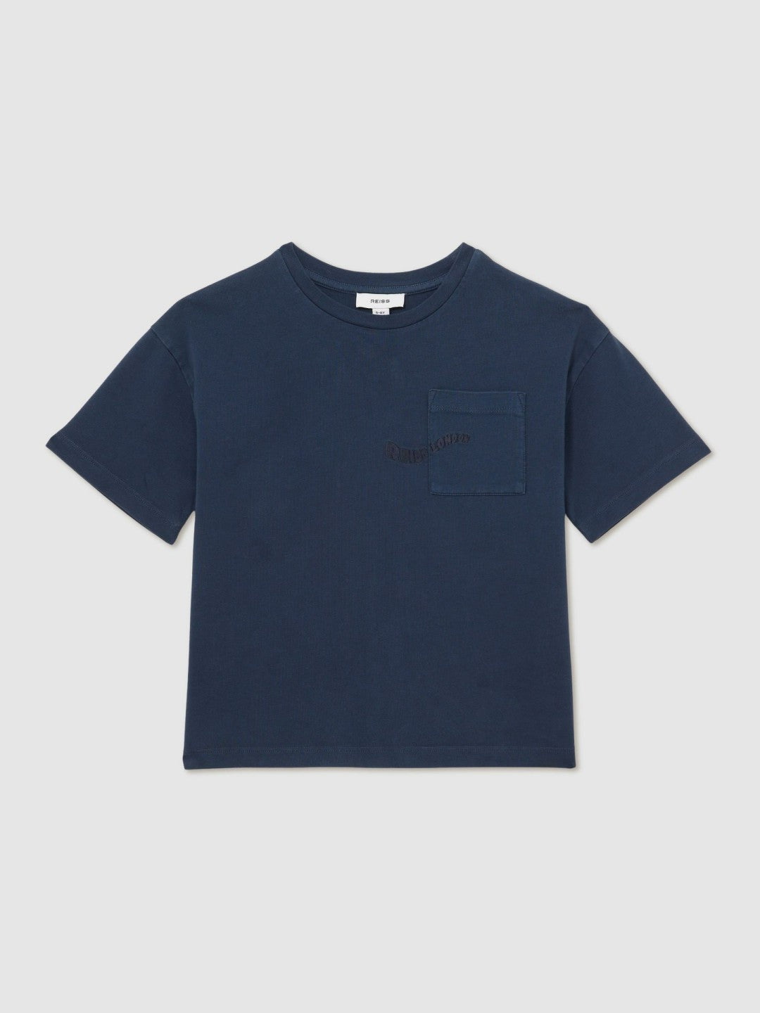 13-14 yrs Cotton Palm-Embroidery Oversize T-Shirt in Washed Navy | Reiss Children & Baby Featured
