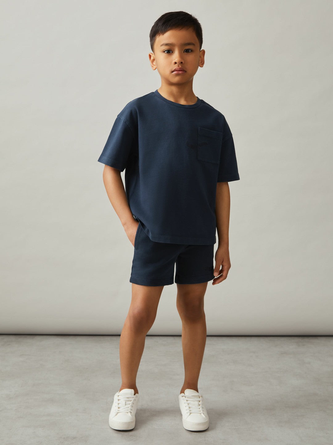13-14 yrs Cotton Palm-Embroidery Oversize T-Shirt in Washed Navy | Reiss Children & Baby Featured