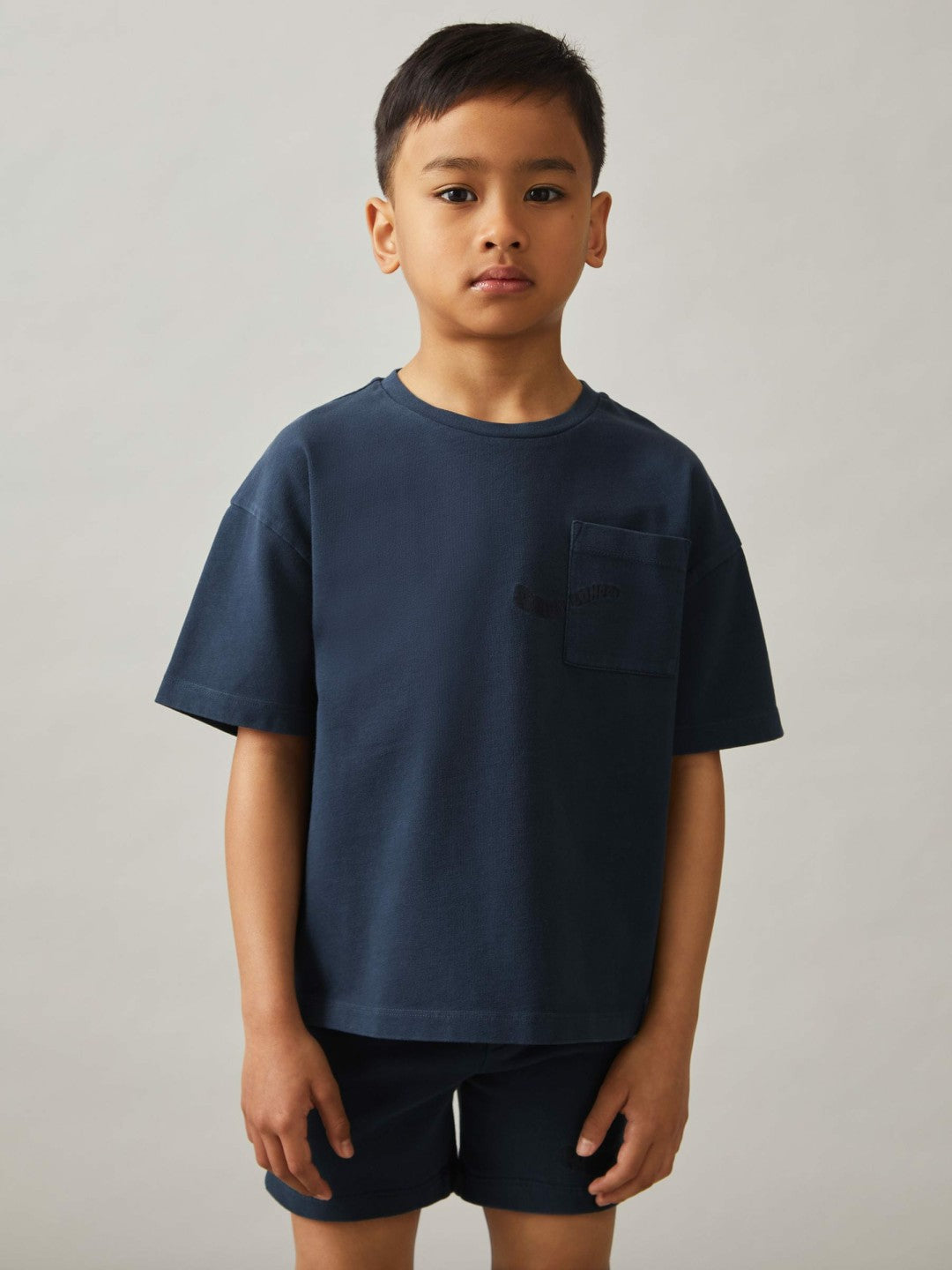 13-14 yrs Cotton Palm-Embroidery Oversize T-Shirt in Washed Navy | Reiss Children & Baby Featured