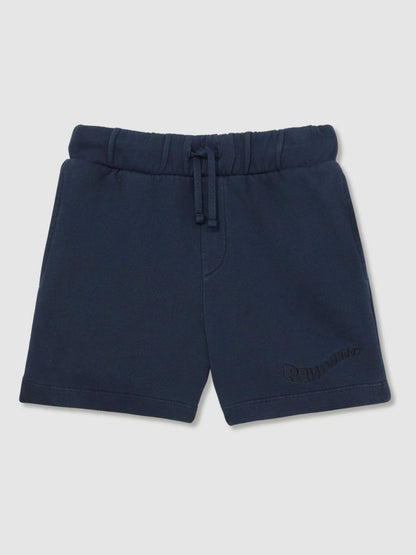3-9 yrs Cotton Brand-Embroidered Shorts in Washed Navy | Reiss Children & Baby Signature