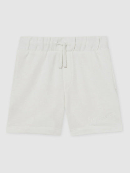 3-9 yrs Cotton Brand-Embroidered Shorts in Off White | Reiss Children & Baby Trending